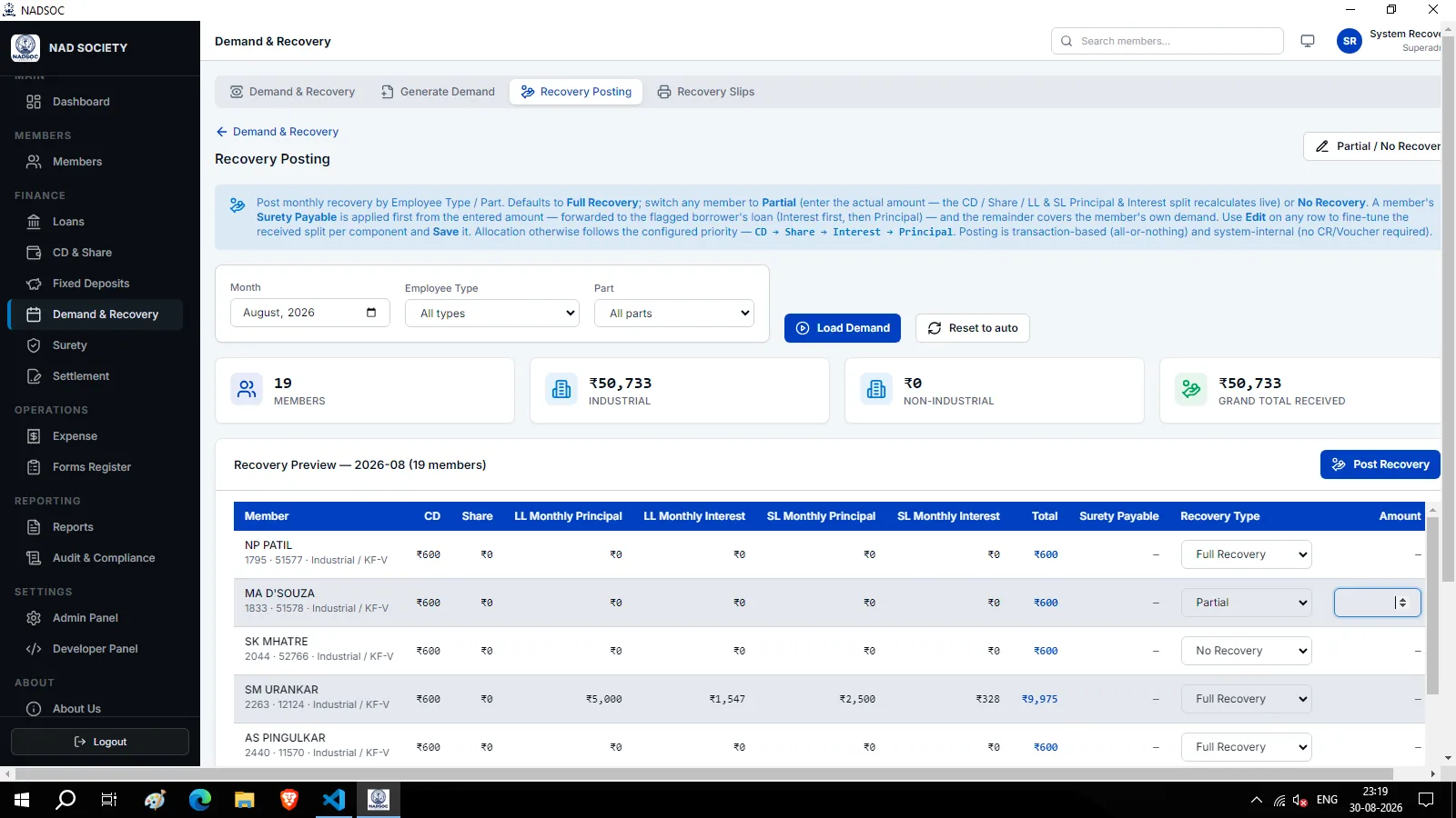 NAD Society recovery management